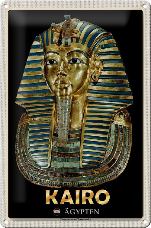 Blechschild Reise 20x30cm Kairo Ägypten Tutanchamuns Totenmaske
