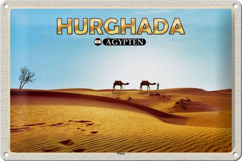 Blechschild Reise 30x20cm Hurghada Ägypten Wüste Kamele