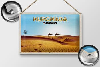 Signe en étain voyage 30x20cm, Hurghada egypte chameaux du désert 2