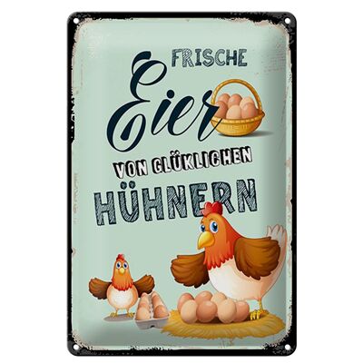 Metal sign notice 20x30cm Fresh eggs from happy chickens