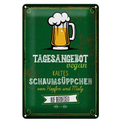 Blechschild 20x30cm Bier Vegan kaltes Schaumsüppchen