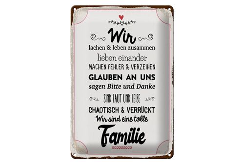 Blechschild Spruch 20x30cm Wir lachen und leben zusammen