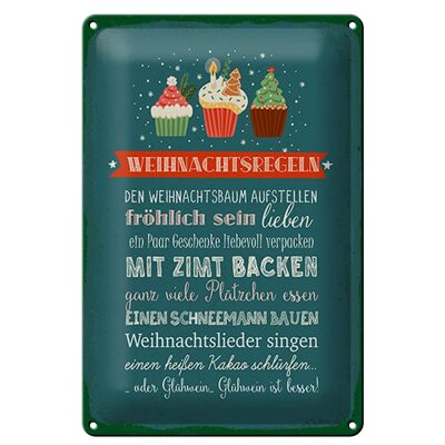 Cartel de chapa que dice Reglas navideñas 20x30 cm.