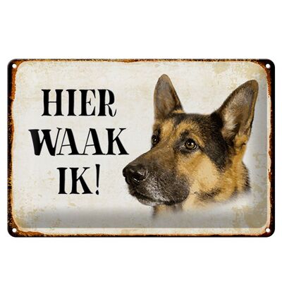 Targa in metallo con scritta "Olandese Here Waak ik Shepherd" 30x20 cm