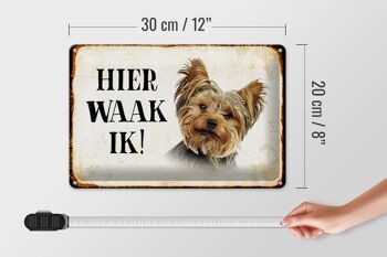 Panneau en étain disant 30x20cm Dutch Here Waak ik Yorkshire Terrier 4