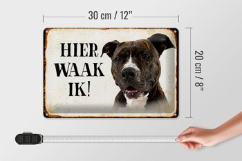 Panneau en étain disant 30x20cm Dutch Here Waak ik Pitbull Terrier 4