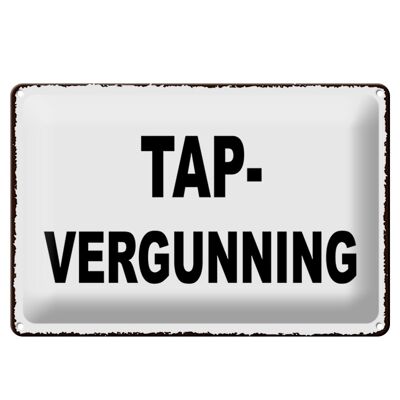 Panneau en étain 30x20cm, permis de robinet néerlandais Tapvergunning