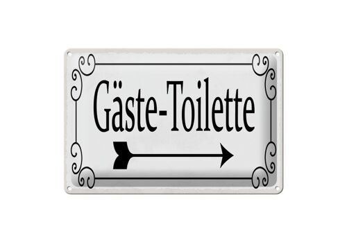 Blechschild Hinweis 30x20cm Gäste-Toilette rechts Pfeil