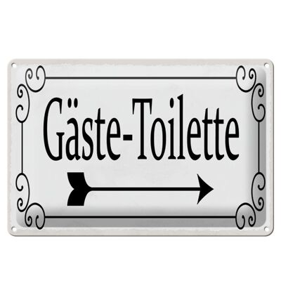 Blechschild Hinweis 30x20cm Gäste-Toilette rechts Pfeil