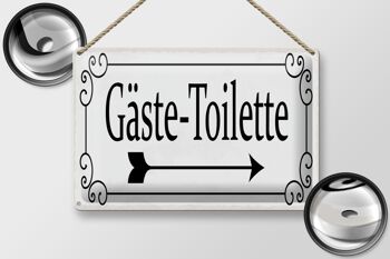 Plaque en tôle note 30x20cm toilettes invités flèche droite 2