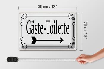 Plaque en tôle note 30x20cm toilettes invités flèche droite 4