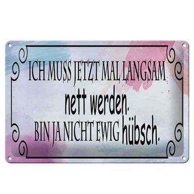 Blechschild Spruch 30x20cm ich muss mal langsam nett werden