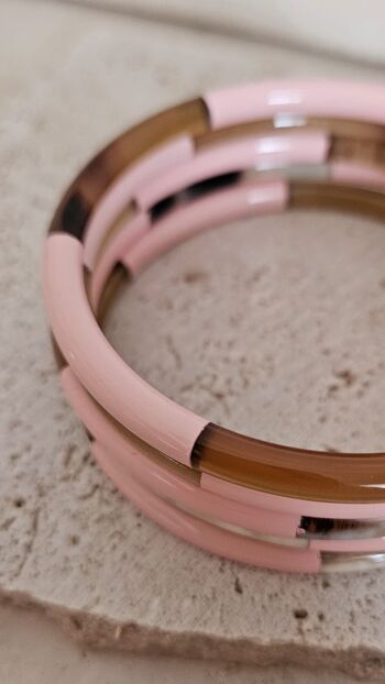 Bracelet Jonc Corne - 5 mm - Trio Candy Pink 6