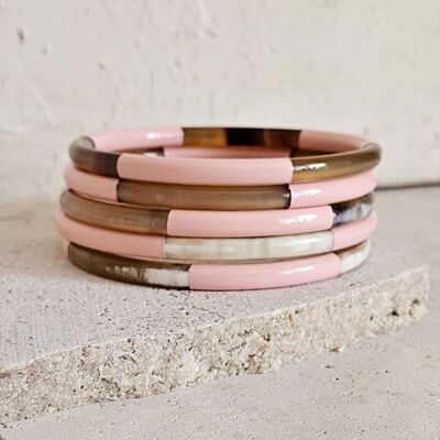 Horn Bangle Bracelet - 5 mm - Trio Candy Pink