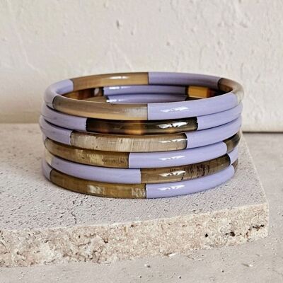 Horn Bangle Bracelet - 5 mm - Lilac Trio