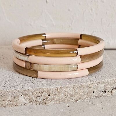 Horn Bangle Bracelet - 5 mm - Trio Peach