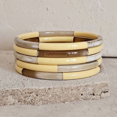 Horn Bangle Bracelet - 5 mm - Trio Yellow