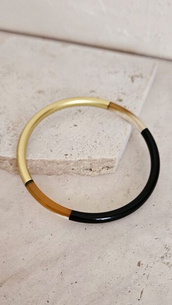 Bracelet Jonc Corne - 5 mm - Black & Gold 2
