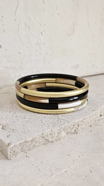 Bracelet Jonc Corne - 5 mm - Black & Gold 3