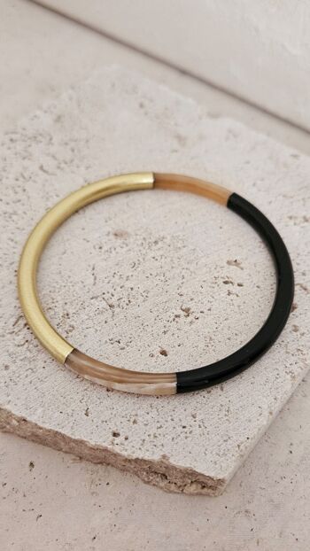Bracelet Jonc Corne - 5 mm - Black & Gold 4