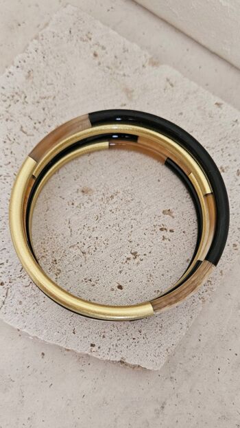 Bracelet Jonc Corne - 5 mm - Black & Gold 5