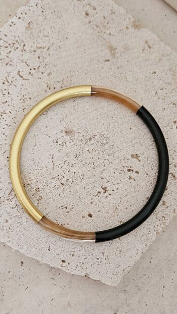 Bracelet Jonc Corne - 5 mm - Black & Gold 6