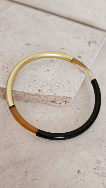 Bracelet Jonc Corne - 5 mm - Black & Gold 9