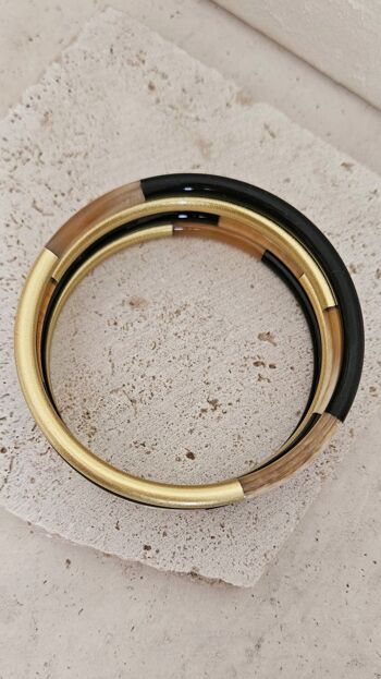 Bracelet Jonc Corne - 5 mm - Black & Gold 14