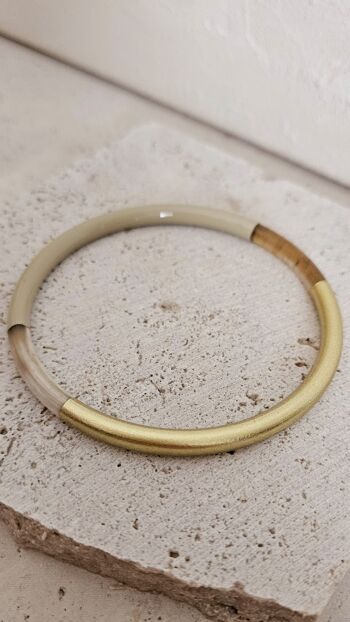 Bracelet Jonc Corne - 5 mm - Sand & Gold 2