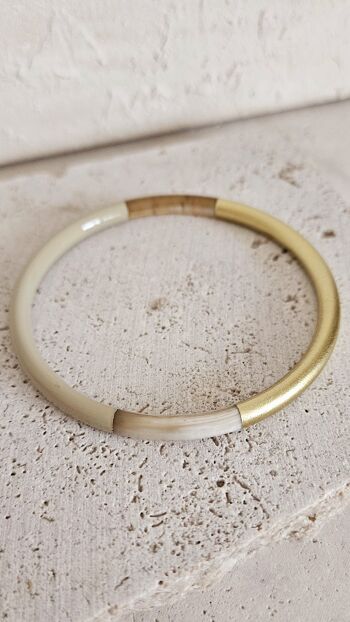 Bracelet Jonc Corne - 5 mm - Sand & Gold 8