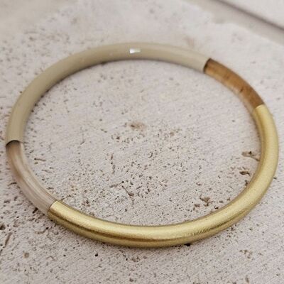 Horn Bangle Bracelet - 5 mm - Sand & Gold