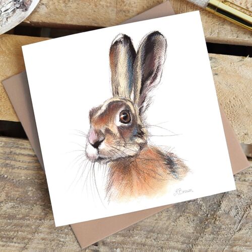 Greetings Card - Ears Hare