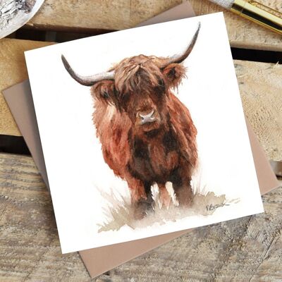 Carte de vœux - Vache Hangus Highland