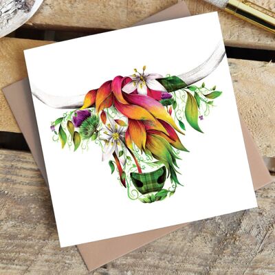 Greetings Card - Ivy Highland Cow