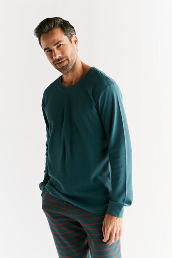 2208-063 | Chemise à manches longues pour homme en tricot gaufré - Sapin 2