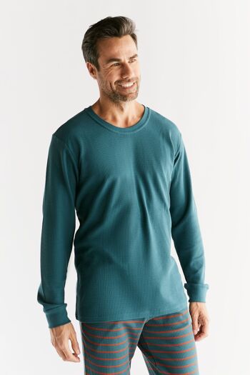 2208-063 | Chemise à manches longues pour homme en tricot gaufré - Sapin 3