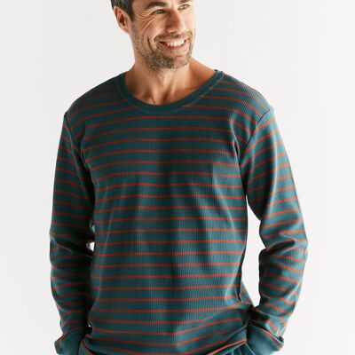 2208-051 | Chemise à Manches Longues pour Homme en Tricot Gaufré - Sapin/Tabasco