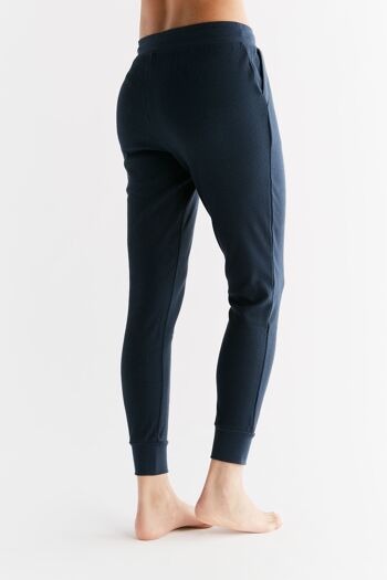 1456-061 | Pantalon Femme Tricot Gaufré - Indigo 3