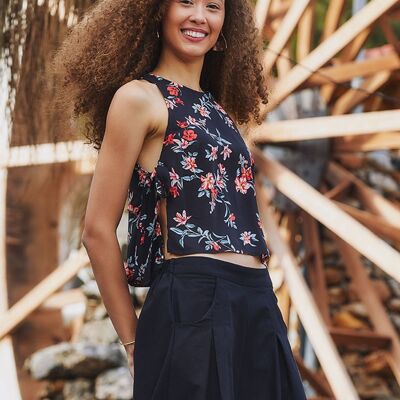 Sleeveless Printed Top Black