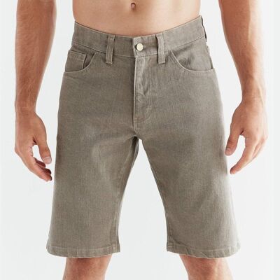 MA3018-395| Shorts in denim da uomo in lavaggio tono - Pebble