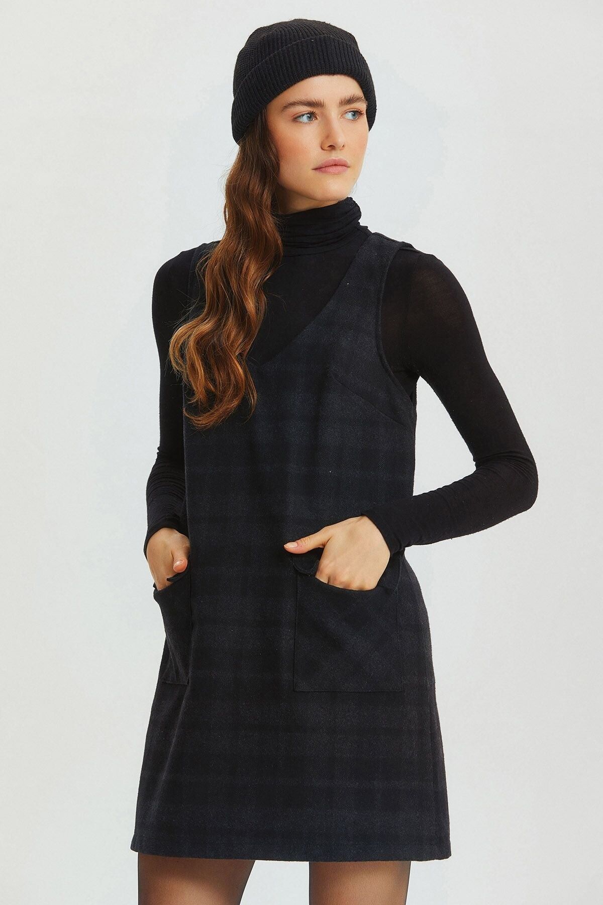 Robe Mini Pull Col V Gris