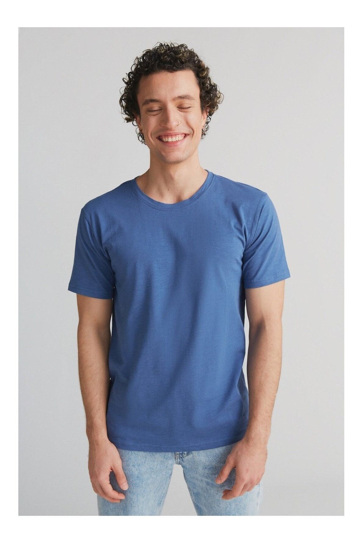 2224-054 | T-Shirt Homme Flammé - Bleu Gentiane