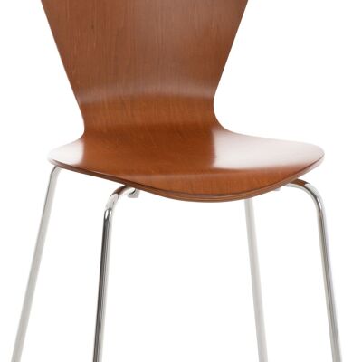 Stapelbarer Stuhl Calisto – braunes Holz und verchromtes Metall