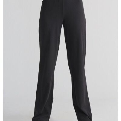 1726-021 | Pantalón de mujer con cinturilla plegable - negro