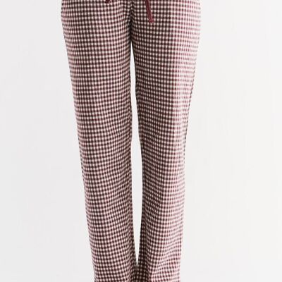 1455-01 | Ladies' homewear trousers checked - aubergine-natural