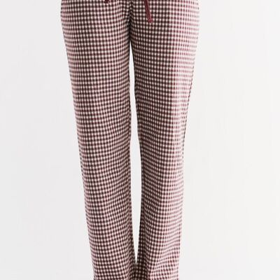 1455-01 | Pantalón homewear de cuadros mujer - berenjena natural