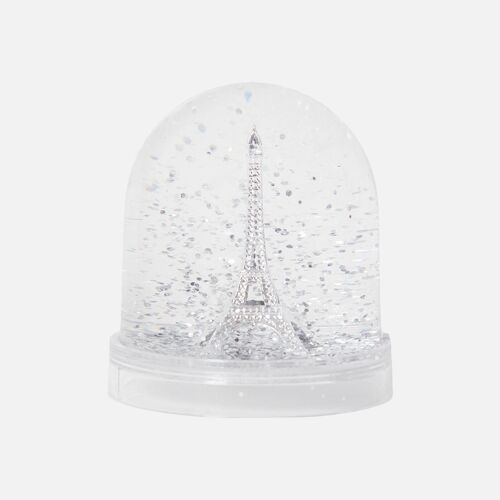 Boule à neige tour Eiffel paillettes argentées (lot de 12)