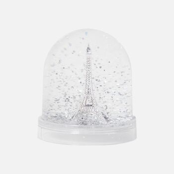 Boule à neige tour Eiffel paillettes argentées (lot de 12) 1