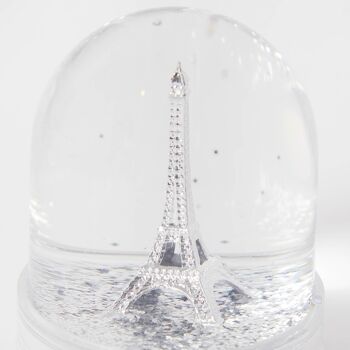 Boule à neige tour Eiffel paillettes argentées (lot de 12) 2