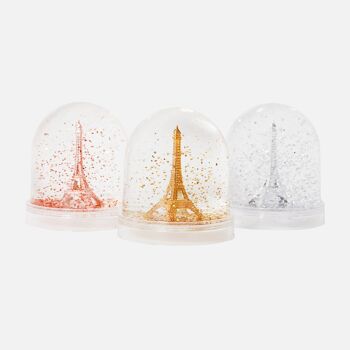 Boule à neige tour Eiffel paillettes argentées (lot de 12) 3
